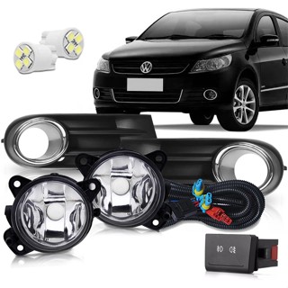Kit Farol Milha Gol Voyage Saveiro G5 2009 2010 2011 2012 13 Moldura Cromada C/ Botão Original
