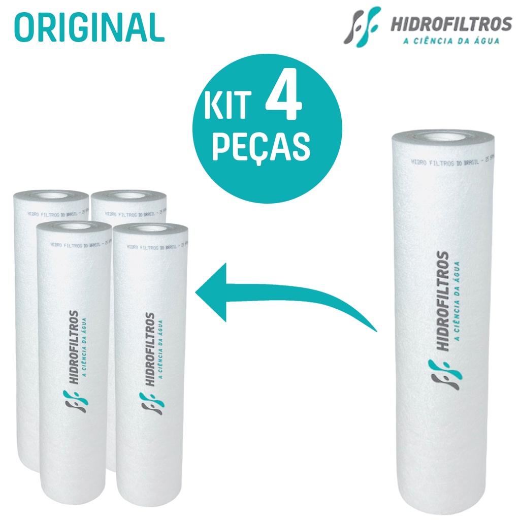 4 Refil Filtro Água 9.3/4 Caixa d’água Cavalete HidroFiltros