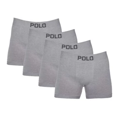 Kit 4 Cuecas Boxer Cotton Polo 781 Algodão Cinza