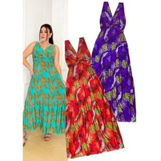 Vestido feminino decotado longo liganete macio amarração nas costas