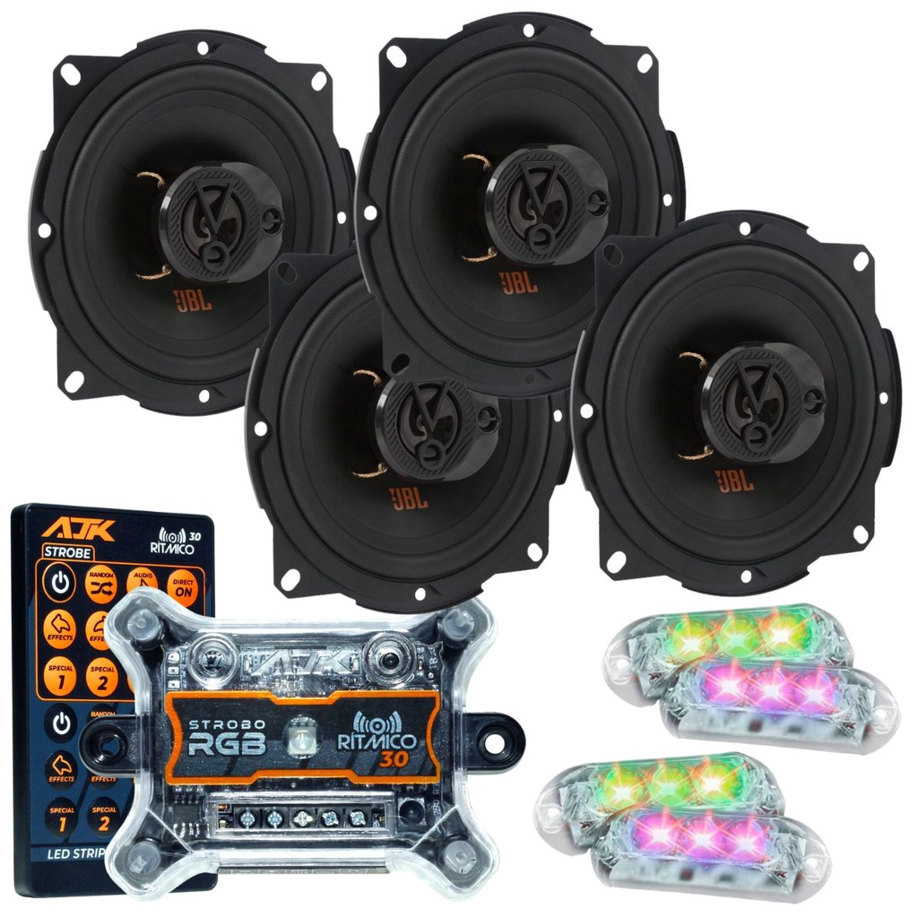 Kit 4 Alto Falantes 5  JBL FLEX4 5TRFX55 220 Watts Rms + Kit 4 Strobo AJK 6W Ritimico 3.0