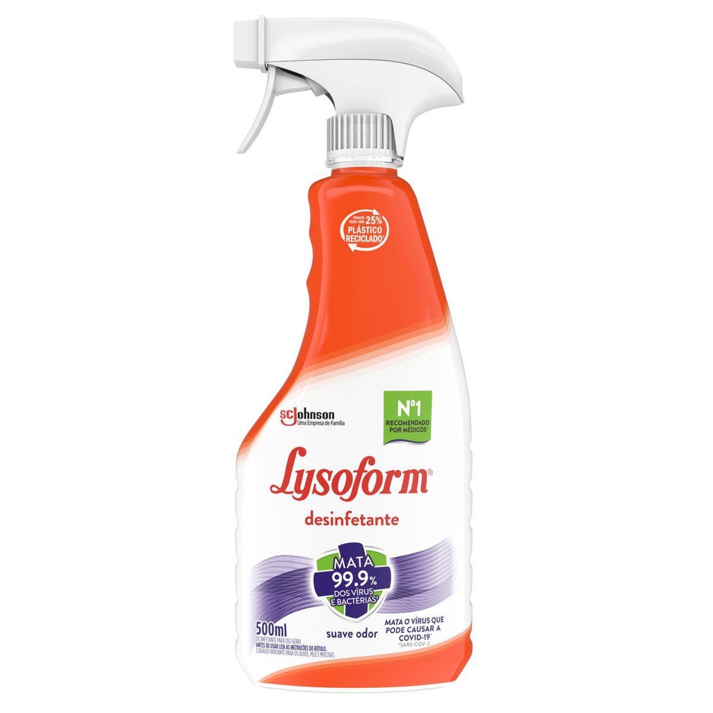 Desinfetante para Uso Geral Lysoform Suave Odor Borrifador 500ml em Oferta na Shopee