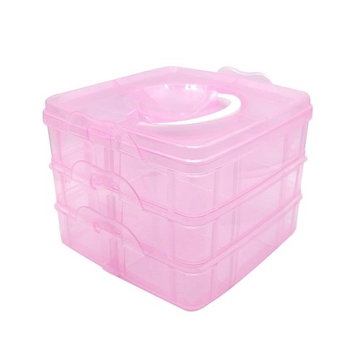 Maleta Organizadora com 6 Divisórias 12x15cm Rosa – Caixa Organizadora Miçangas