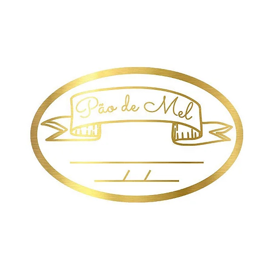 Adesivo "Pão de Mel com Validade" - Ref.2017 - Hot Stamping - Dourado - 100 unidades - Stickr - Rizzo