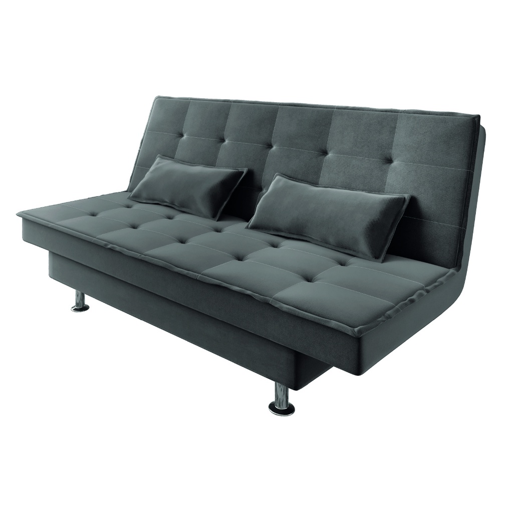 Sofá Cama 3 Lugares 1,84m Andradas Veludo Suede Cinza Mamflex - Home & Living