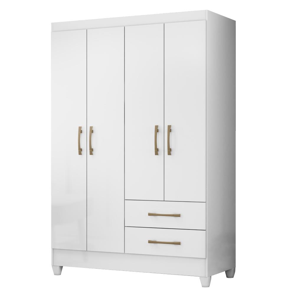 Guarda Roupas Solteiro 4 Portas Chile Branco - Home & Living
