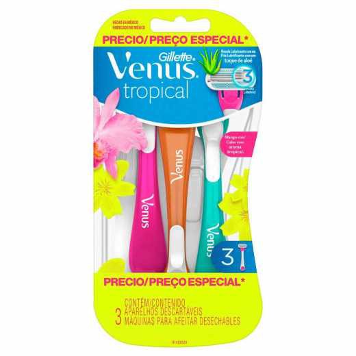 Aparelho de depilar GILLETTE Venus Tropical Feminino (c/ 03 unidades) em Oferta na Shopee
