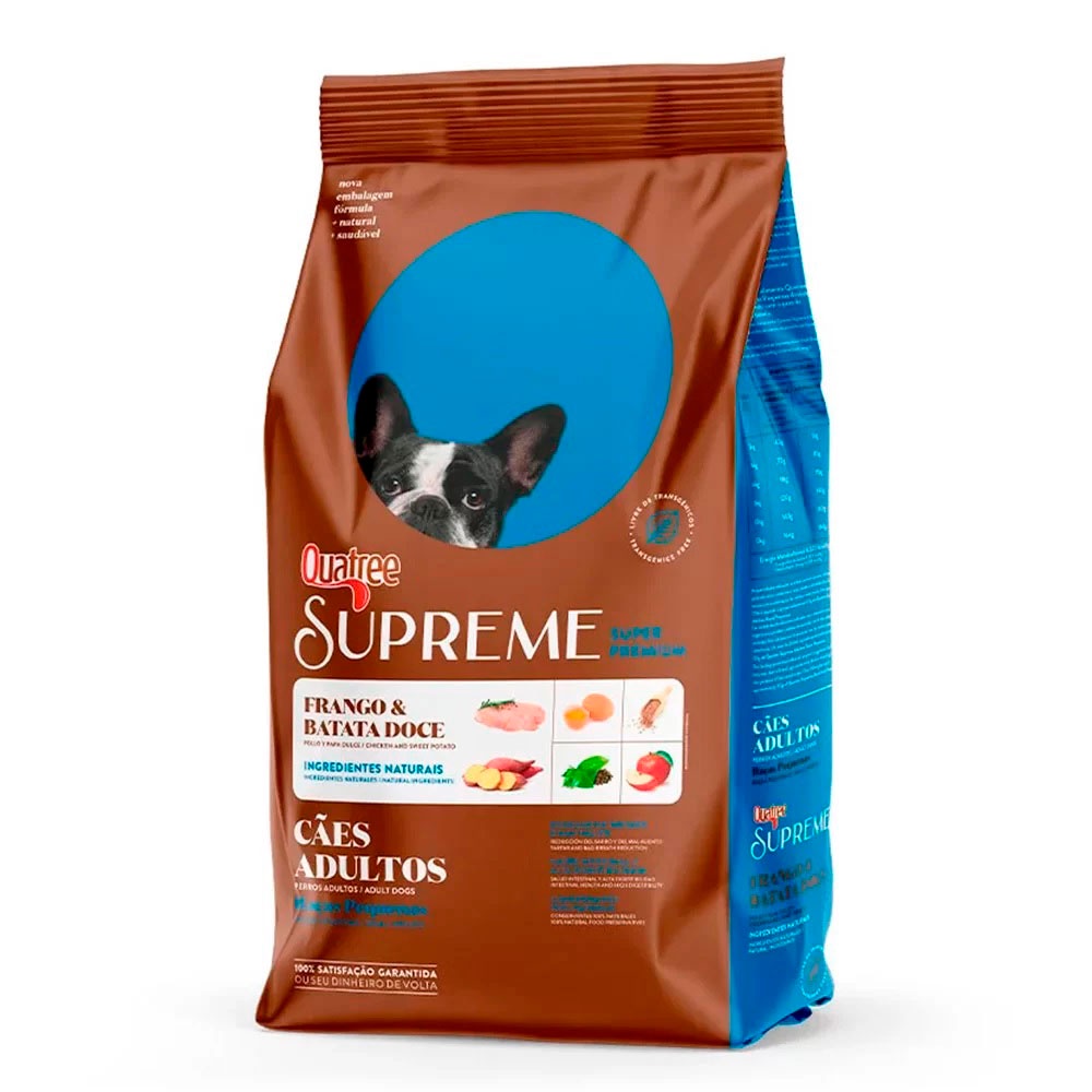 Ração Quatree Supreme Cães Adultos Raças Pequenas Frango e Batata Doce 10,1kg - Pets