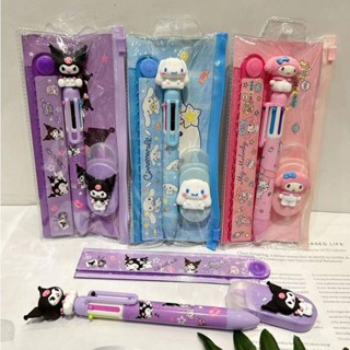 3Pcs/Set 6 Fita De Correção De Canetas Multicoloridas Sanrio mymelody Kuromi Cinnamoroll Cute Cartoon 30cm Régua Esferográfica Dobrável Caneta Escritório Escolar Material De Papelaria Presentes Para O Dia Das Crianças