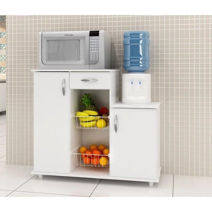 Balcão com Fruteira 2 Portas 1 Gaveta Diva Branco Notável Móveis