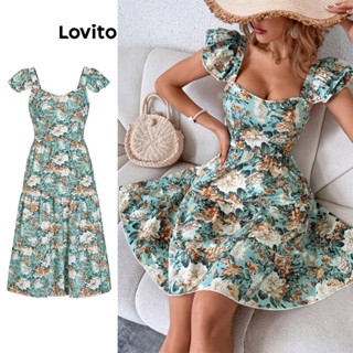 Lovito Casual Vestido Feminino com Estampa Floral L71ED230 (Multicor)