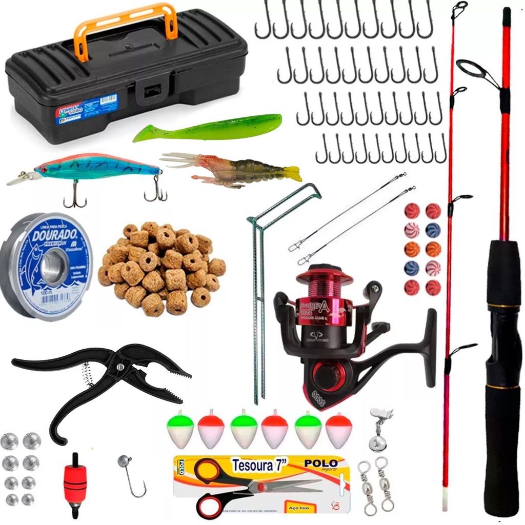 Kit Pesca Completo Vara 1,20m Molinete 3 rolamento e Maleta em Oferta na Shopee