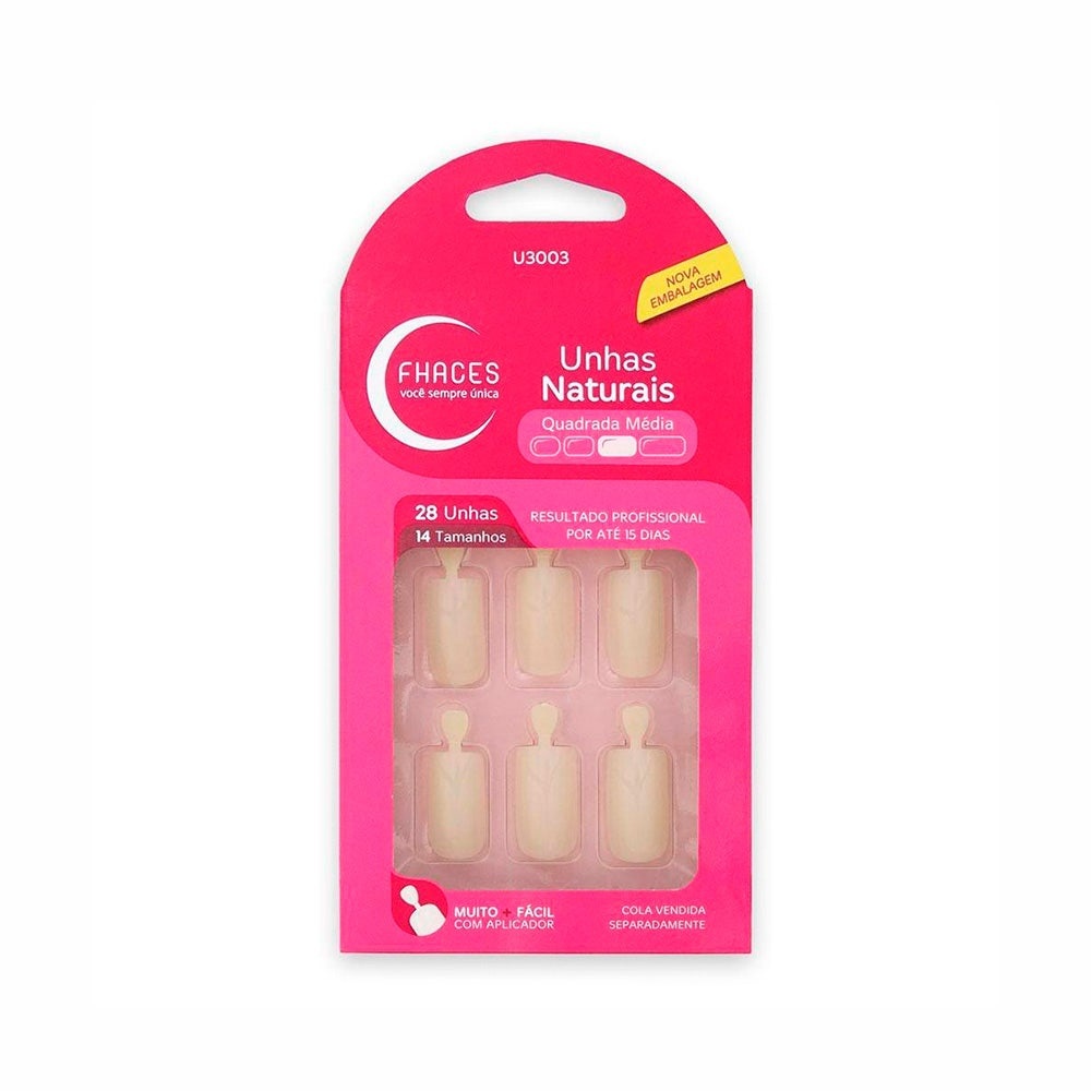 Unhas Postiças Fhaces Natural Quadrado Média - Beauty