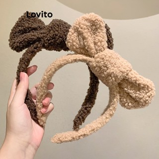 Lovito Tiara De Maquiagem Casual De Lã De Cordeiro Com Laço Liso Nas Costas Para Outono E Inverno Para Mulheres LFA10535