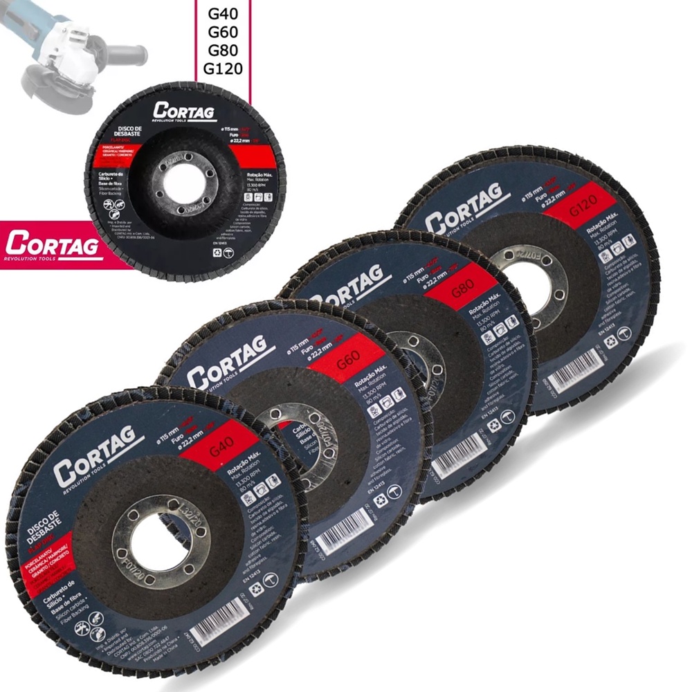 Disco Flap De Desbaste Porcelanato 115mm Grão A Escolher - Cortag