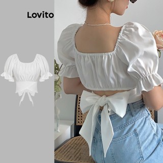 Lovito Blusa Fofa com Laço nas Costas para Mulheres L73AD005