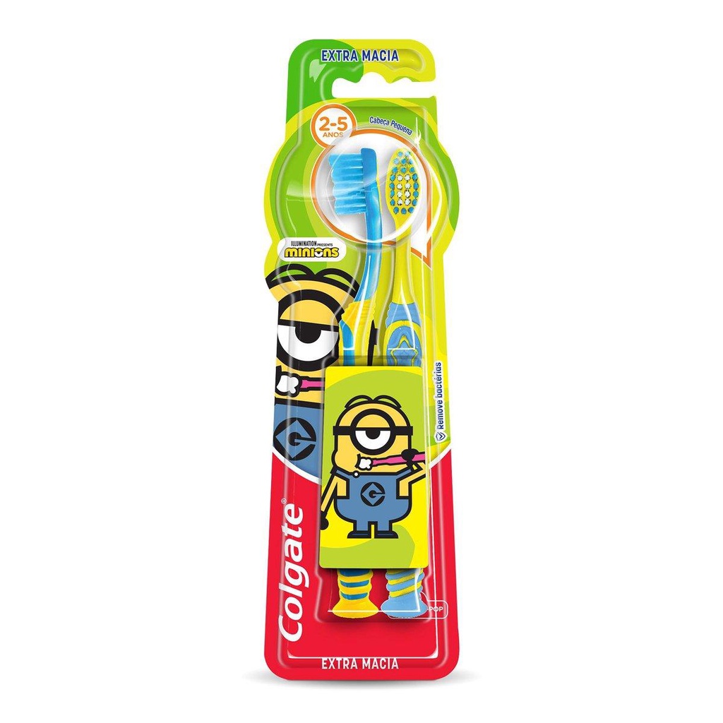 Escova Dental Colgate Minions 2 - 5 anos 2 unidades em Oferta na Shopee