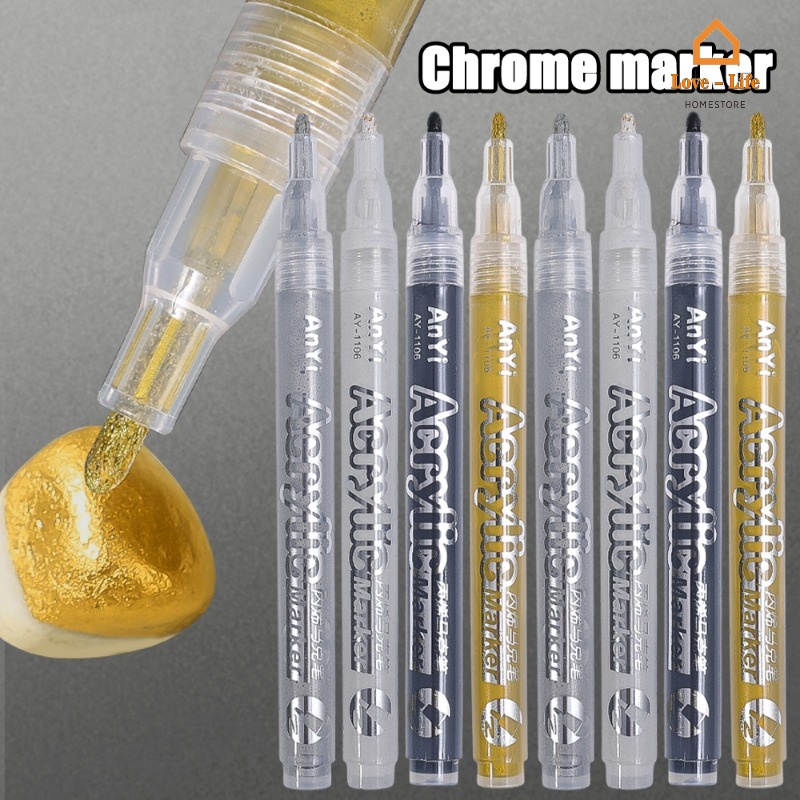 Caneta De Tinta Acrílica Metálica Marcadora De Ponta Macia Para Pintura Em Tela De Vidro Cerâmico De Rocha Papelaria Estudantes
