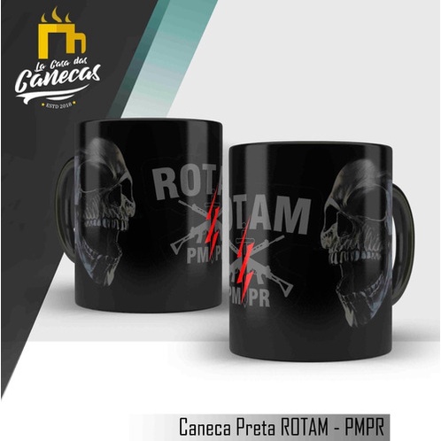 Caneca De Porcelana Personalizada Preta Rotam Pmpr