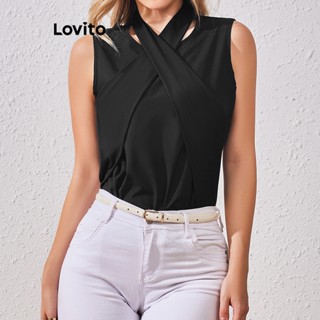 Lovito Blusa Elegante Com Recorte Liso Para Mulheres LBL07025