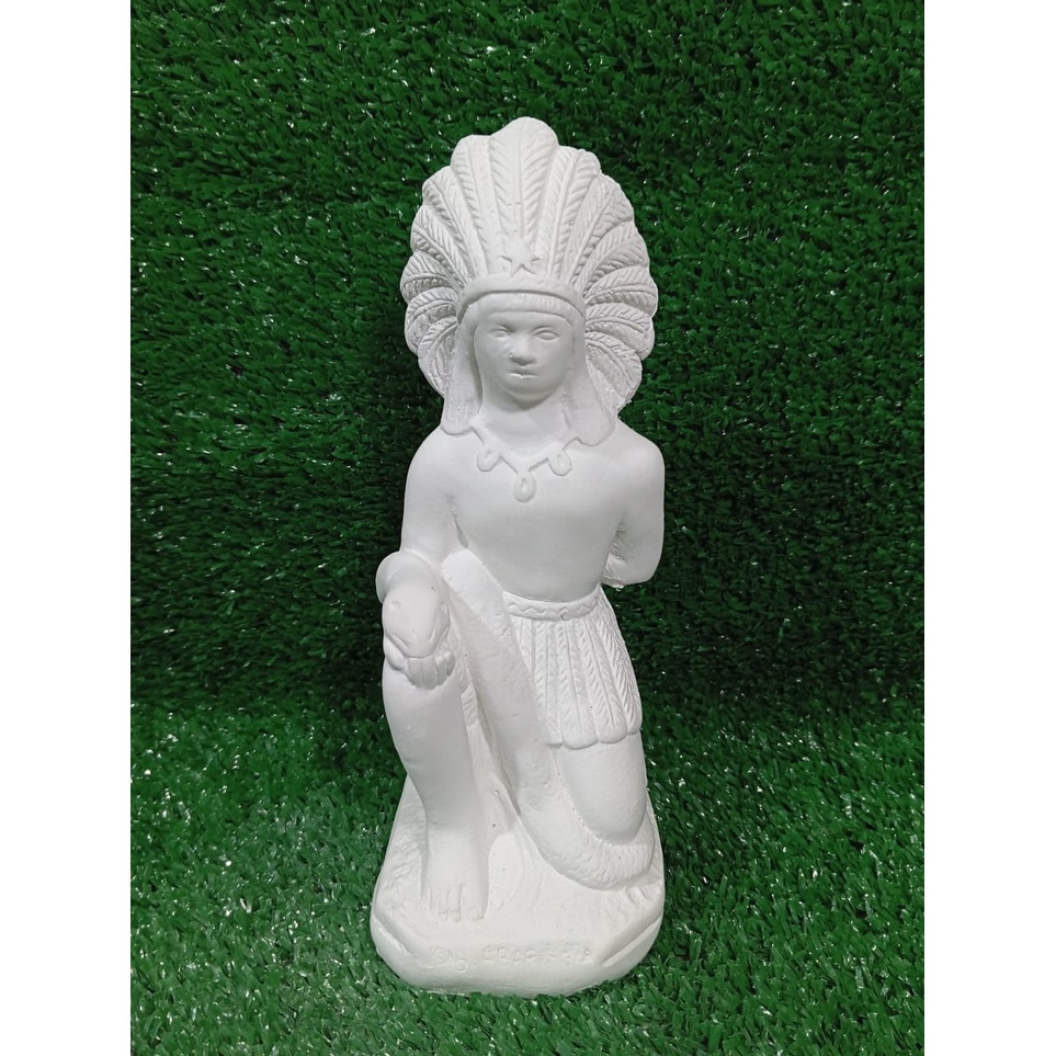 ESTATUA IMAGEM CABOCLO ARARIBOIA  20CM EM GESSO CRU