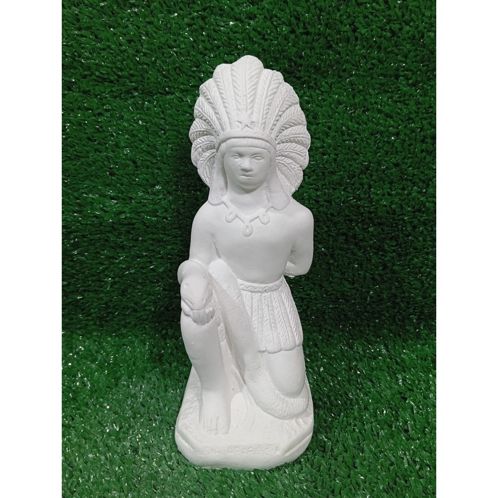 ESCULTURA IMAGEM CABOCLO ARARIBOIA  20CM EM GESSO CRU