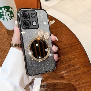 Para Redmi Nota13 Pro + Plus 13C POCO X6 M6 C65 4G 5G Nota 13 13Pro 2024 Nova Caixa Do Telefone Glitter Bling Com Espelho Circular Em Forma De Arco Cobertura Da Macia