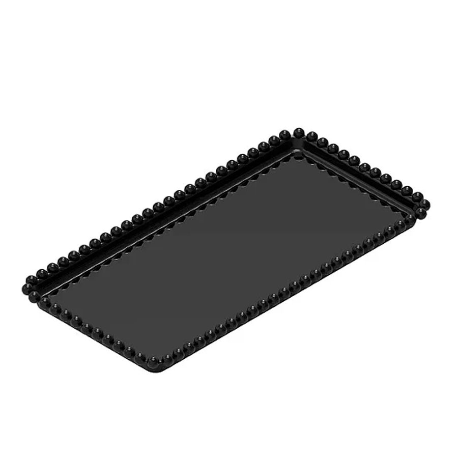 Bandeja Esfera Acrílica Durável Retangular - Preto - 25x13cm - 1 unidade - Rizzo - Rizzo