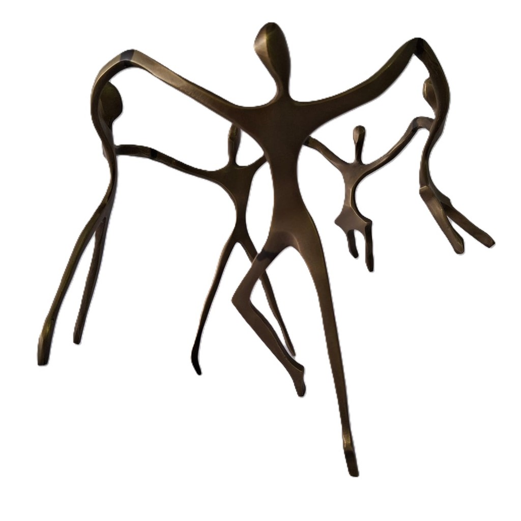 Escultura Família Ciranda Bronze - Casal com 2 Meninas e 1 Menino