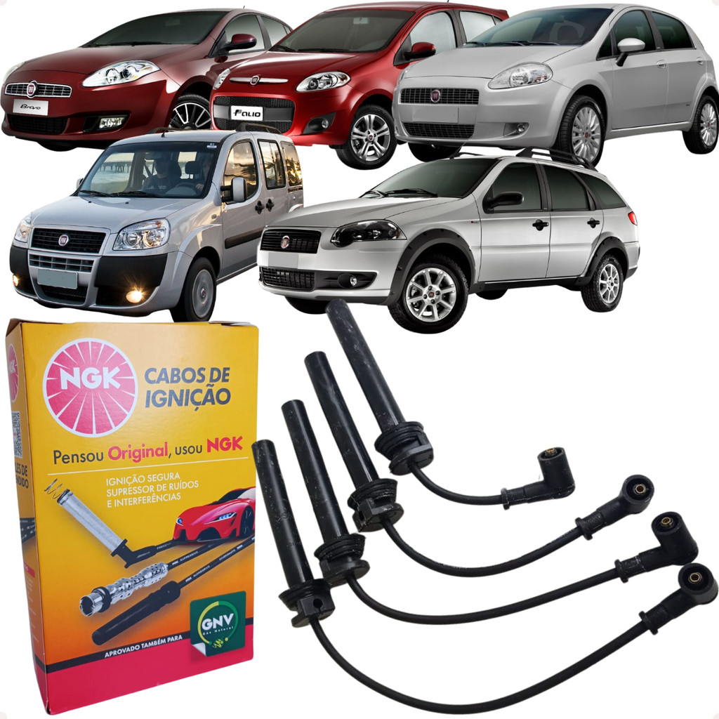 Jogo Cabos de Velas NGK Bravo Doblo Siena Idea Linea Palio Weekend Punto Strada 1.6 1.8 E-torq Flex em Oferta na Shopee