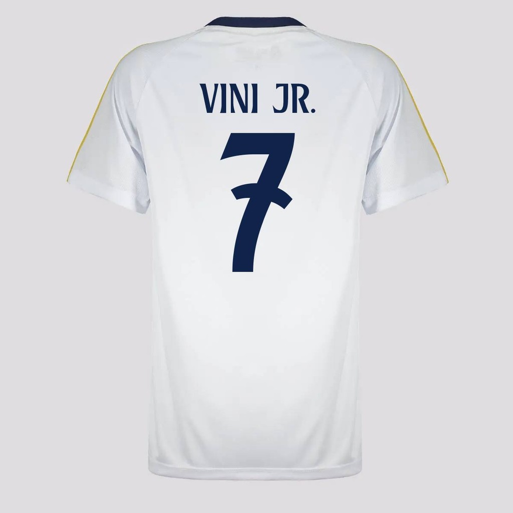 Camisa Real Madrid Vini Jr 7 Juvenil Branca em Oferta na Shopee