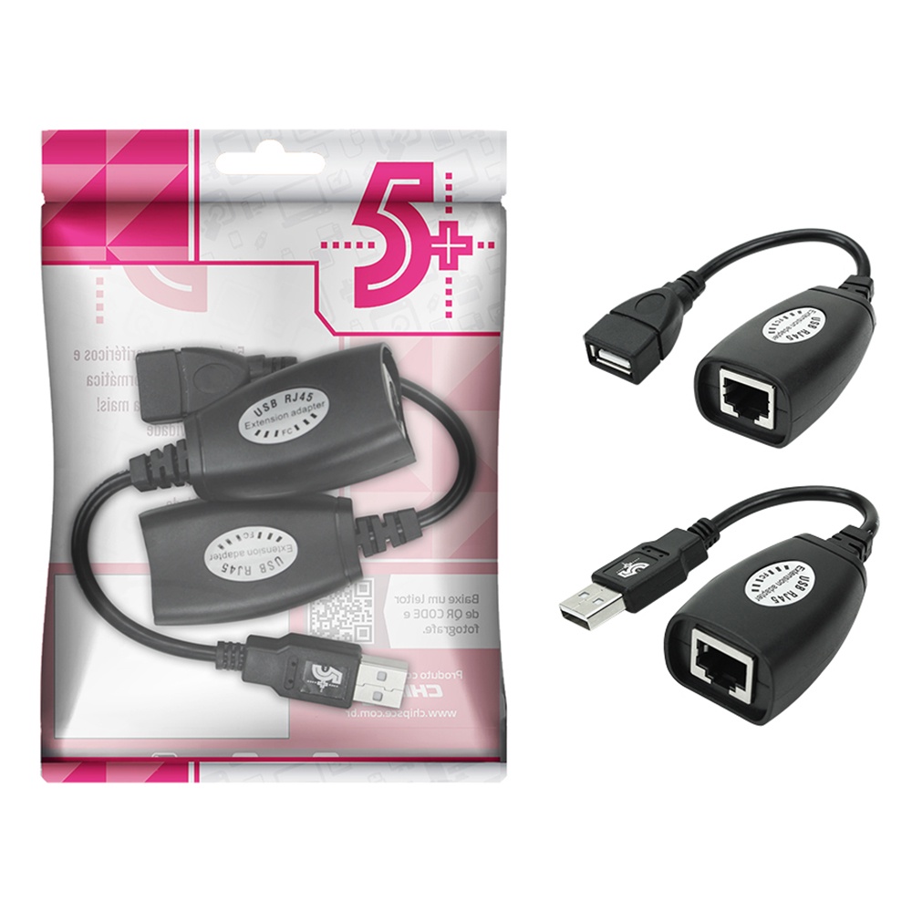 Cabo Extensor Usb Via Cabo De Rede Rj45 Até 50 Metros 5+