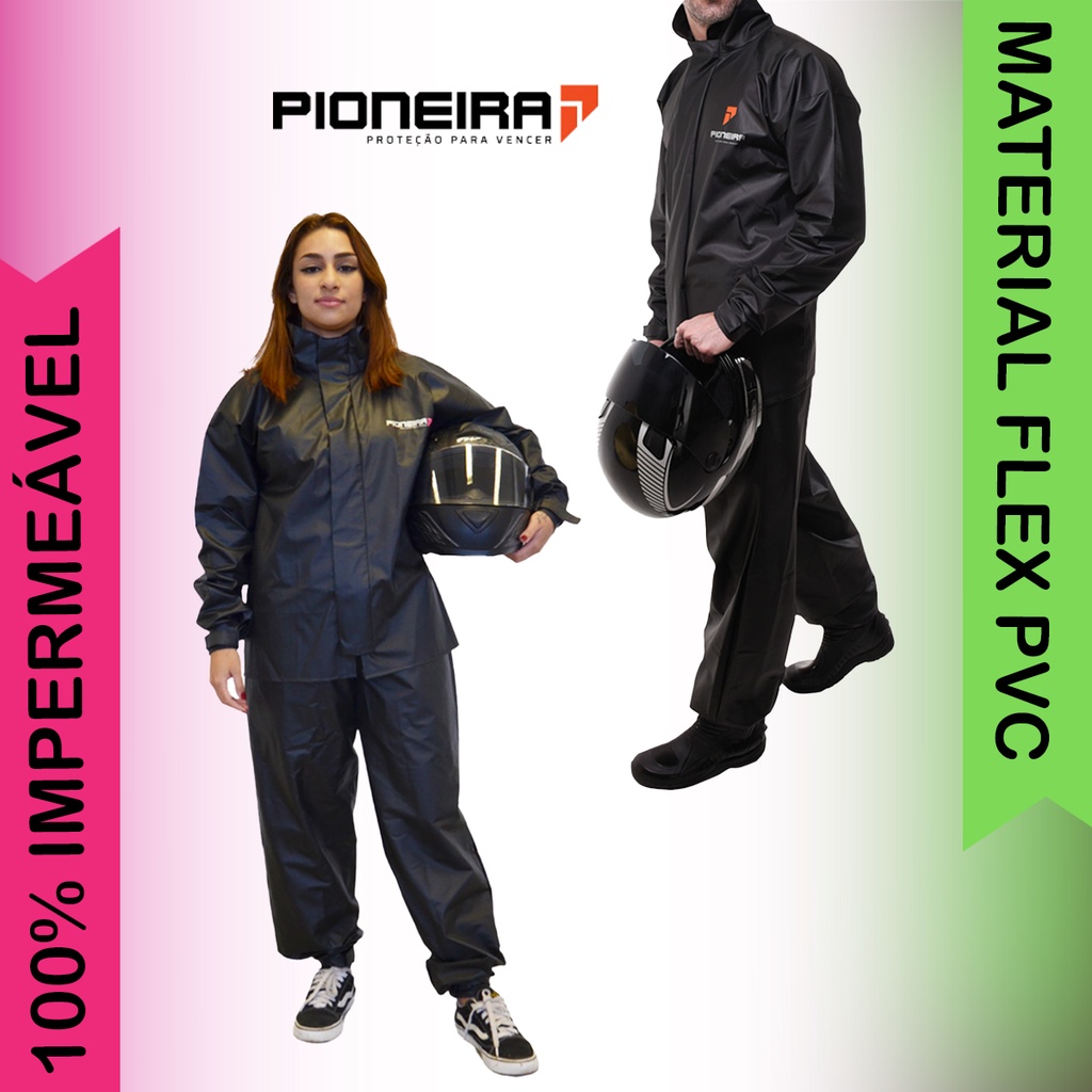 Capa De Chuva Motoqueiro Masculina e Feminina Com Calça Conjunto Refletivo Impermeável Pioneira em Oferta na Shopee