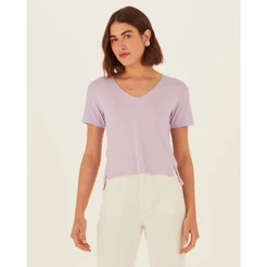 Blusa Básica Feminina Decote V Em Malha Modal Anti Odor