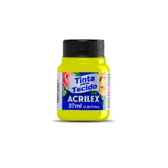 Tinta Fluorescente Para Tecido 37ml - Amarelo Limão - 1 unidade - Acrilex - Rizzo