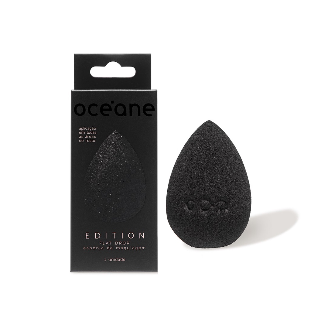ESPONJA DE MAQUIAGEM FLAT DROP OCÉANE EDITION PRETA em Oferta na Shopee
