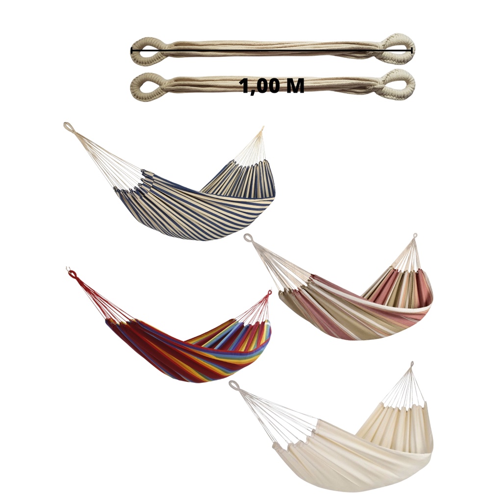 Kit Rede Descanso Dormir 3,50m Cores +Extensor Corda 1M(PAR)