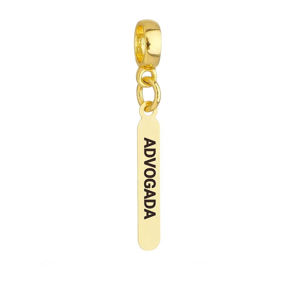 Pingente Berloque Plaquinha Advogada Banhado a Ouro 18k
