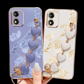 YBD Estilo Coreano De Pequeno E Fresco Para A Motorola Moto E13 E22 E22i Lindo Padrão De Flor Bauhinia Com Pulseira De Amor