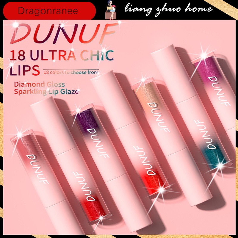DUNUF Novo Batom Líquido Brilhante Mate Diamante Brilho Labial Pérola Longa Duração À Prova D'água Maquiagem Dos Lábios Maquillaje