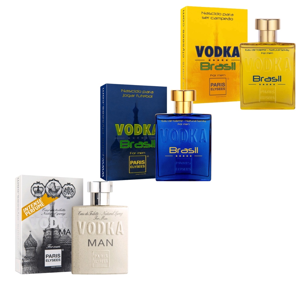 Kit 3 Perfumes Importado Vodka Man Vodka Azul Vodka Amarelo