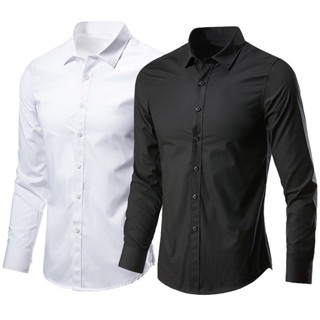 4XL 5XL Blusa Social dos homens Camisa Branca Casual Camisa Diária Para Homens Camisas Brancas Manga Longa Botão Baixo Slim Fit