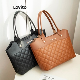 Lovito Bolsa Acolchoada Básica para Mulheres LFA06108 (Marrom/Branco/Preto)