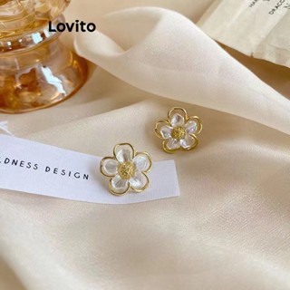 Lovito Brincos de Flores com Strass para Mulheres LFA06133 (Dourado)