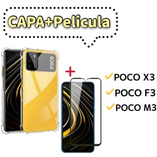 Kit capinha + Película De Vidro Para Mi Xiaomi Poco M3 X3 F3 capa case pelicula