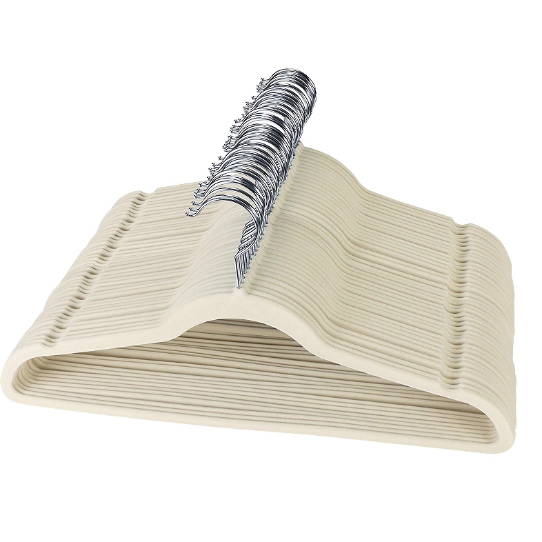 Kit 100 Cabides De Veludo Ultra Fino Antideslizante Bege em Oferta na Shopee