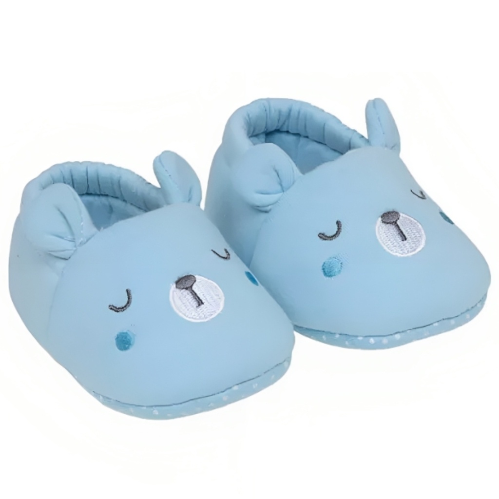 Pantufa Bebê Urso Azul Antiderrapante 12 a 18 Meses 17018 - Buba