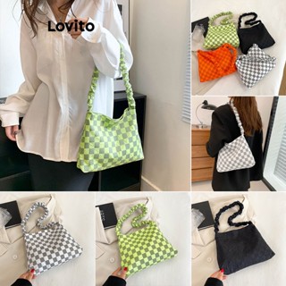 Lovito Casual Bolsa de Ombro Pequena de Estampa Xadrez Plicado para Mulheres L63AD314 (Multicolorida/Verde/Preta)