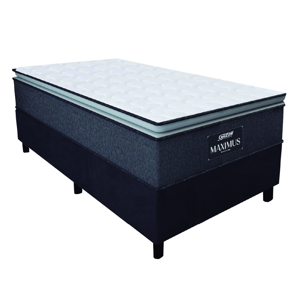 Cama Box Solteiro Colchão Molas Ensacadas Pillow Top Maximus 88x188x67cm Cinza / Preto Gazin - Supor em Oferta na Shopee
