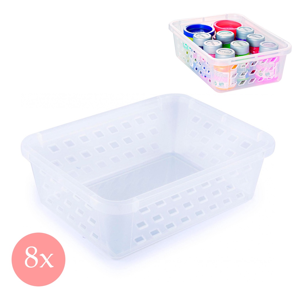 8 cestinhas plástico transparente organização armário guarda roupa infantil cesta pequena lavanderia banheiro cozinha plasútil